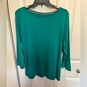 🟡TALBOTS NWOT AUTHENTIC TEAL COLOR LONG SLEEVES SOFT 100% PIMA COTTON TOP